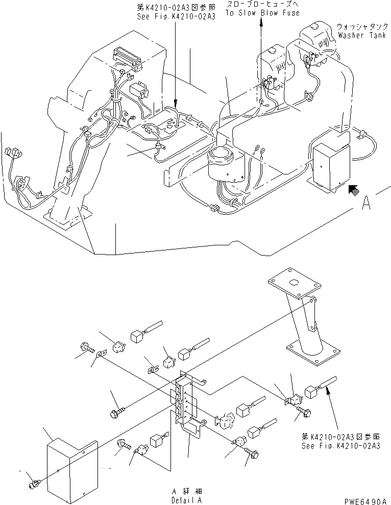 Схема запчастей Komatsu WA100-3-HW - ОСНОВН. Э/ПРОВОДКА (КАБИНА ЛИНИЯ) (С КАБИНОЙ ДЛЯ 2 ЧЕЛ.) ЭЛЕКТРИКА