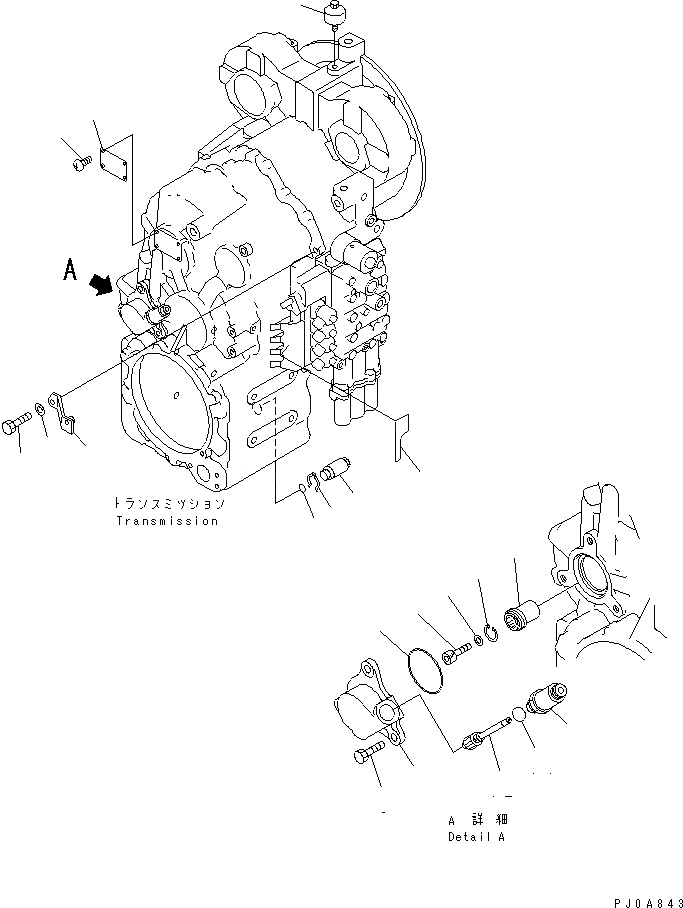 Схема запчастей Komatsu WA100-3-HW - ТРАНСМИССИЯ (АКСЕССУАРЫ)(№()-) ГИДРОТРАНСФОРМАТОР И ТРАНСМИССИЯ