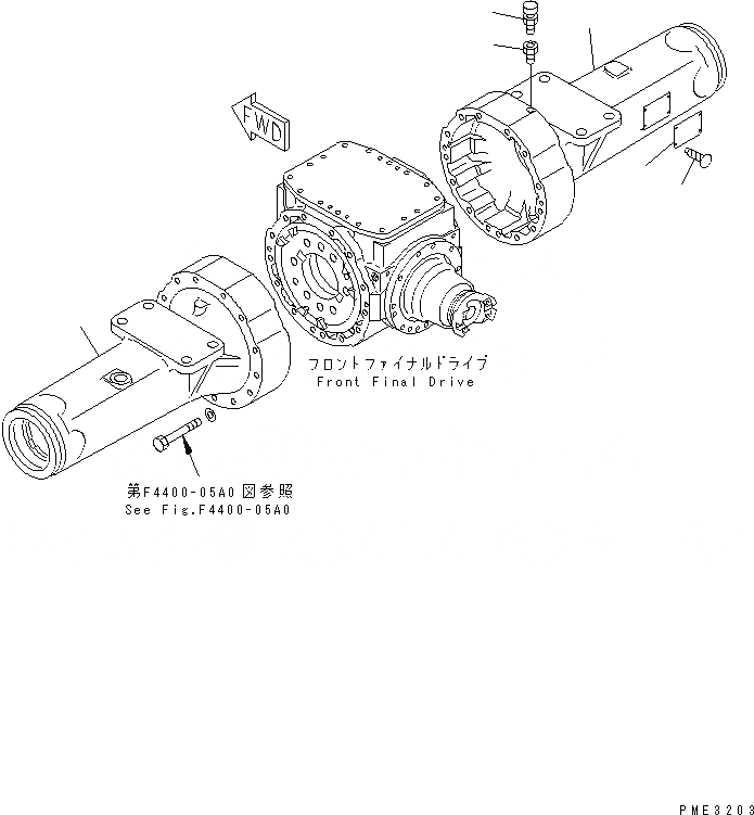 Схема запчастей Komatsu WA100-3-HW - ПЕРЕДНИЙ МОСТ (КОЖУХ) ГИДРОТРАНСФОРМАТОР И ТРАНСМИССИЯ