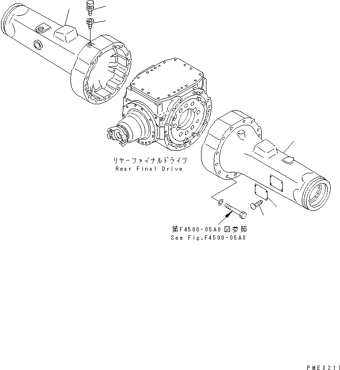 Схема запчастей Komatsu WA100-3-HW - ЗАДН. МОСТ (КОЖУХ) ГИДРОТРАНСФОРМАТОР И ТРАНСМИССИЯ