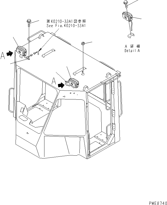 Схема запчастей Komatsu WA100-3-HW - КАБИНА ДЛЯ 2 ЧЕЛ. (РАБОЧ. ОСВЕЩЕНИЕ)(№-) КАБИНА ОПЕРАТОРА И СИСТЕМА УПРАВЛЕНИЯ