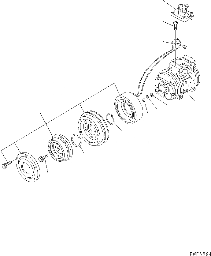 Схема запчастей Komatsu WA100-3-HW - КОНДИЦ. ВОЗДУХА (КОМПРЕССОР)(№-) КАБИНА ОПЕРАТОРА И СИСТЕМА УПРАВЛЕНИЯ