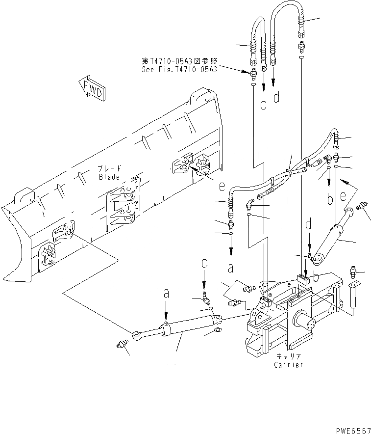 Схема запчастей Komatsu WA100-3-HW - ОТВАЛ (ЦИЛИНДР НАКЛОНА ЛИНИЯ) (P.A.P.) (С НАКЛОНЯЕМ.) РАБОЧЕЕ ОБОРУДОВАНИЕ