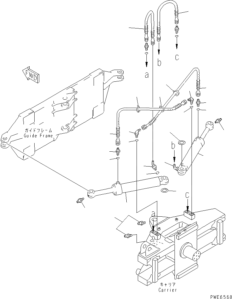 Схема запчастей Komatsu WA100-3-HW - ОТВАЛ (ЦИЛИНДР НАКЛОНА ЛИНИЯ /) (S.P.A.P.) (С НАКЛОНЯЕМ.) РАБОЧЕЕ ОБОРУДОВАНИЕ