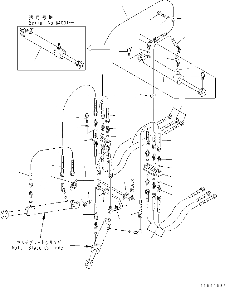 Схема запчастей Komatsu WA100-3-HW - ОТВАЛ (ЦИЛИНДР НАКЛОНА ЛИНИЯ /) (MULTI ОТВАЛ) (SLIDE ТИП) РАБОЧЕЕ ОБОРУДОВАНИЕ