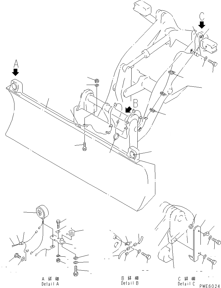 Схема запчастей Komatsu WA100-3-HW - ОТВАЛ (КОМПОНЕНТЫ (ОБСЛУЖИВ-Е)) (P.A.P.) (С MULTI COPLER) РАБОЧЕЕ ОБОРУДОВАНИЕ