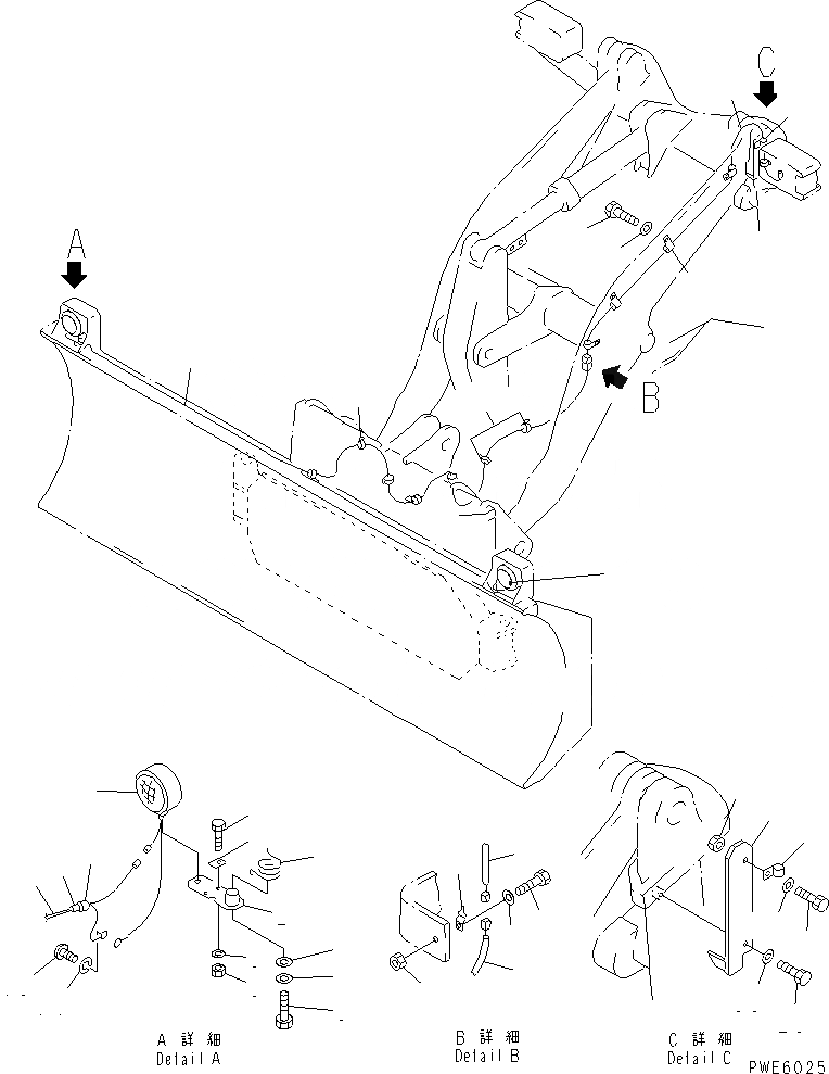 Схема запчастей Komatsu WA100-3-HW - ОТВАЛ (КОМПОНЕНТЫ (ОБСЛУЖИВ-Е)) (S.P.A.P.) РАБОЧЕЕ ОБОРУДОВАНИЕ