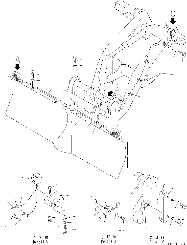 Схема запчастей Komatsu WA100-3-HW - ОТВАЛ (КОМПОНЕНТЫ (ОБСЛУЖИВ-Е)) (MULTI ОТВАЛ) (W/ MULTI COPLER)(№-) РАБОЧЕЕ ОБОРУДОВАНИЕ