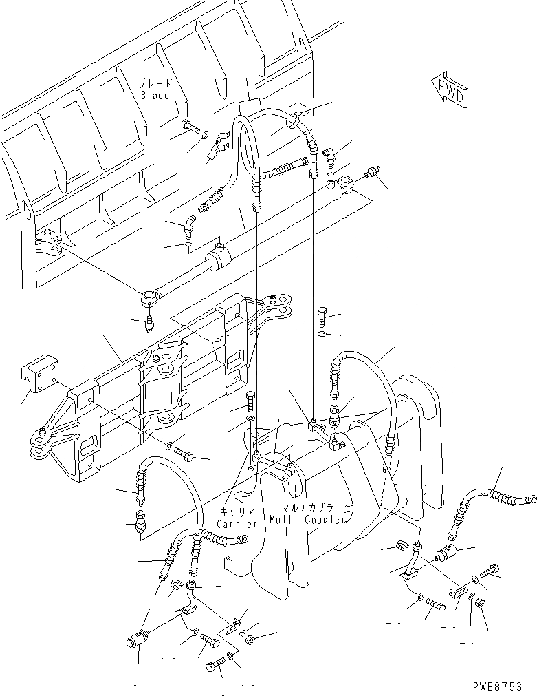 Схема запчастей Komatsu WA100-3-HW - ОТВАЛ ( SIFT ЛИНИЯ ЦИЛИНДРА И РАМА) (S.P.A.P.) (С СОЕДИНИТ. УСТР-ВО) РАБОЧЕЕ ОБОРУДОВАНИЕ