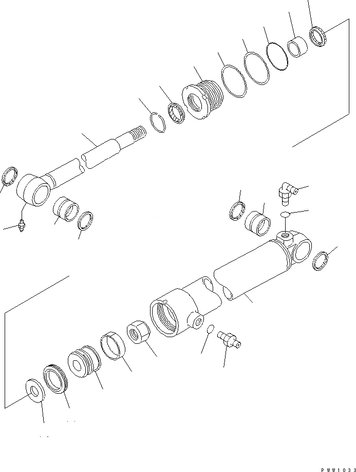 Схема запчастей Komatsu WA100-3-HW - ЦИЛИНДР НАКЛОНА (ДЛЯ PITCH И ANGLE SNOW PНИЗ.)(№-) ОСНОВН. КОМПОНЕНТЫ И РЕМКОМПЛЕКТЫ