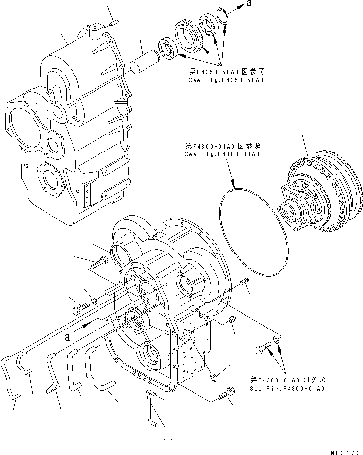 Схема запчастей Komatsu WA100-3A-SN - ТРАНСМИССИЯ (КОРПУС ТРАНСМИССИИ) ГИДРОТРАНСФОРМАТОР И ТРАНСМИССИЯ