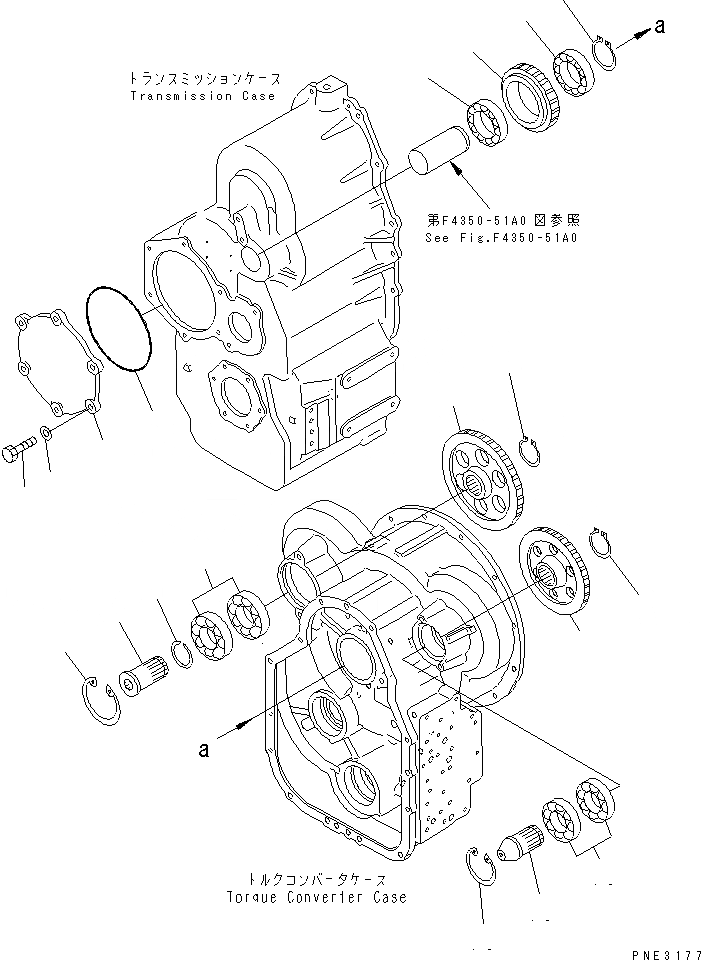 Схема запчастей Komatsu WA100-3A-SN - ТРАНСМИССИЯ (МЕХ-М ОТБОРА МОЩН-ТИ И ЛЕНИВЕЦ) ГИДРОТРАНСФОРМАТОР И ТРАНСМИССИЯ