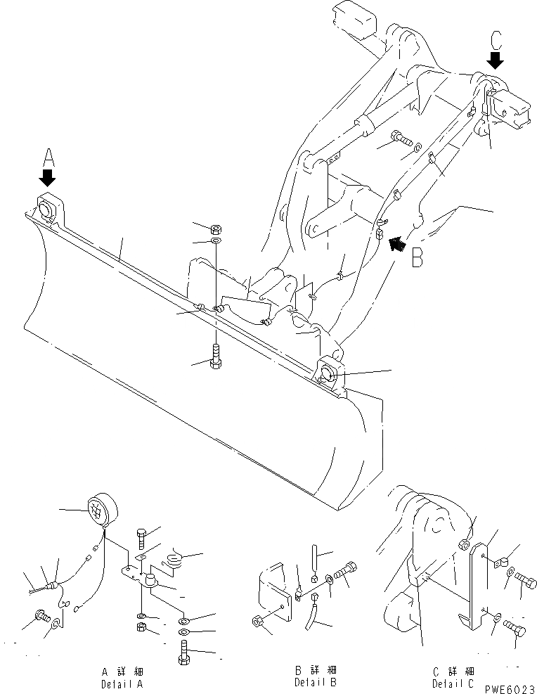 Схема запчастей Komatsu WA100-3A-SN - ОТВАЛ (КОМПОНЕНТЫ (ОБСЛУЖИВ-Е)) (P.A.P.) РАБОЧЕЕ ОБОРУДОВАНИЕ