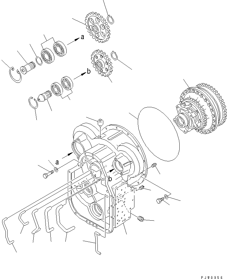 Схема запчастей Komatsu WA100-3A-S - ТРАНСМИССИЯ (КОРПУС ТРАНСМИССИИ) (/)(№-) ГИДРОТРАНСФОРМАТОР И ТРАНСМИССИЯ