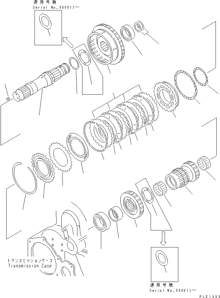 Схема запчастей Komatsu WA100-3A-S - ТРАНСМИССИЯ (1 МУФТА)(№-) ГИДРОТРАНСФОРМАТОР И ТРАНСМИССИЯ