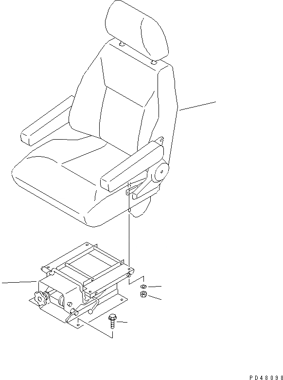 Схема запчастей Komatsu WA100-3A-S - СИДЕНЬЕ ОПЕРАТОРА (С ПОДВЕСКА) (VINYL LEATHER ТИП)(№-) РАМА И ЧАСТИ КОРПУСА
