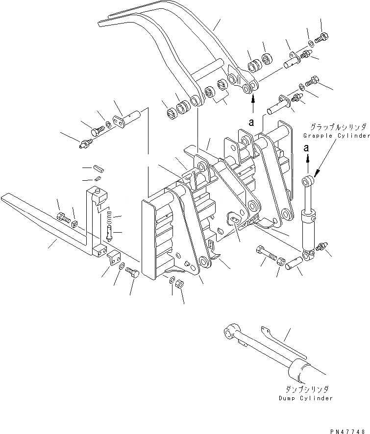 Схема запчастей Komatsu WA100-3A-S - LOG LUMBER ВИЛЫ ЗАХВАТ (/) (LOG LUMBER ВИЛЫ ЗАХВАТ)(№-) РАБОЧЕЕ ОБОРУДОВАНИЕ