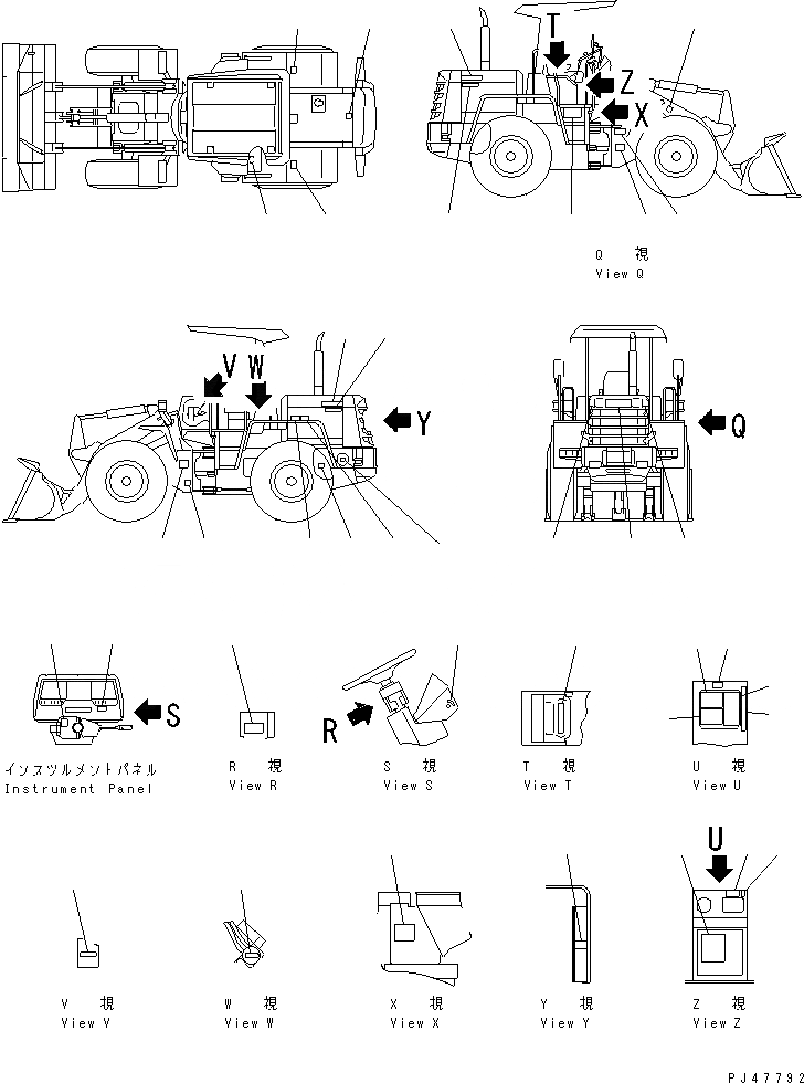 Схема запчастей Komatsu WA100-3A-S - МАРКИРОВКА (С НАВЕСОМ) (ЯПОН.)(№-) ЧАСТИ BOOK