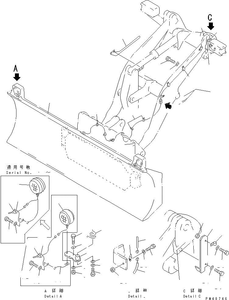 Схема запчастей Komatsu WA100-3A-SW - КОМПОНЕНТЫ (ОБСЛУЖИВ-Е) (ДЛЯ БОКОВ. СДВИГ¤ PITCH И       ANGLE SNOW PНИЗ.)(№-) КОМПОНЕНТЫ ДВИГАТЕЛЯ И ЭЛЕКТРИКА