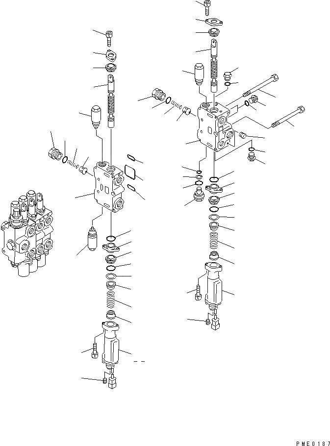 Схема запчастей Komatsu WA100-3A-SW - 5-СЕКЦИОНН. УПРАВЛЯЮЩ. КЛАПАН (/)(№-) УПРАВЛ-Е РАБОЧИМ ОБОРУДОВАНИЕМ
