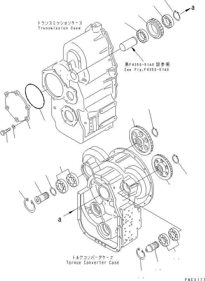 Схема запчастей Komatsu WA100-3A - ТРАНСМИССИЯ (МЕХ-М ОТБОРА МОЩН-ТИ И ЛЕНИВЕЦ) ГИДРОТРАНСФОРМАТОР И ТРАНСМИССИЯ