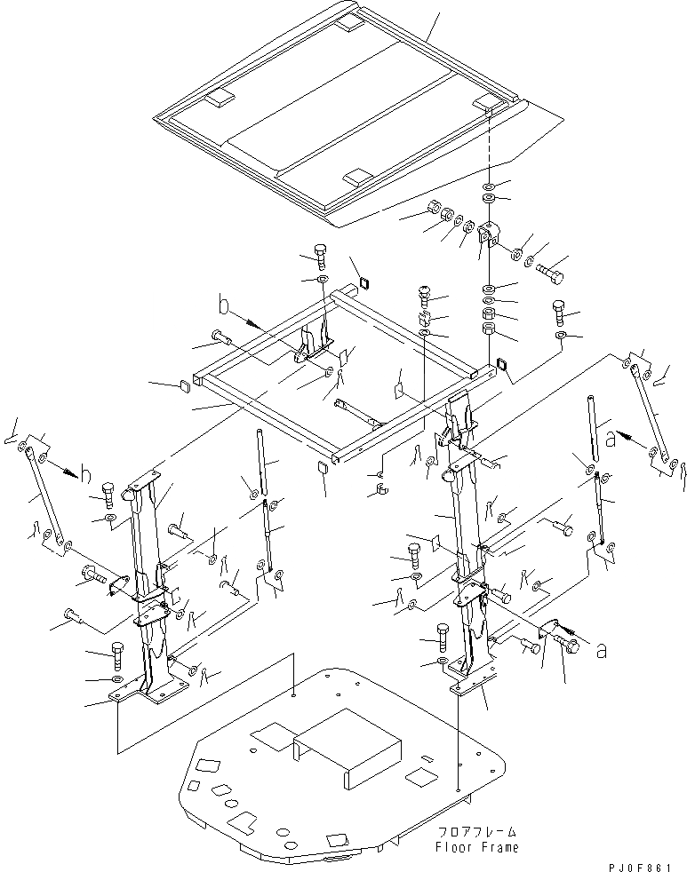 Схема запчастей Komatsu WA100-3A - НАВЕС (PANTOGRAPH /)(№-) КАБИНА ОПЕРАТОРА И СИСТЕМА УПРАВЛЕНИЯ