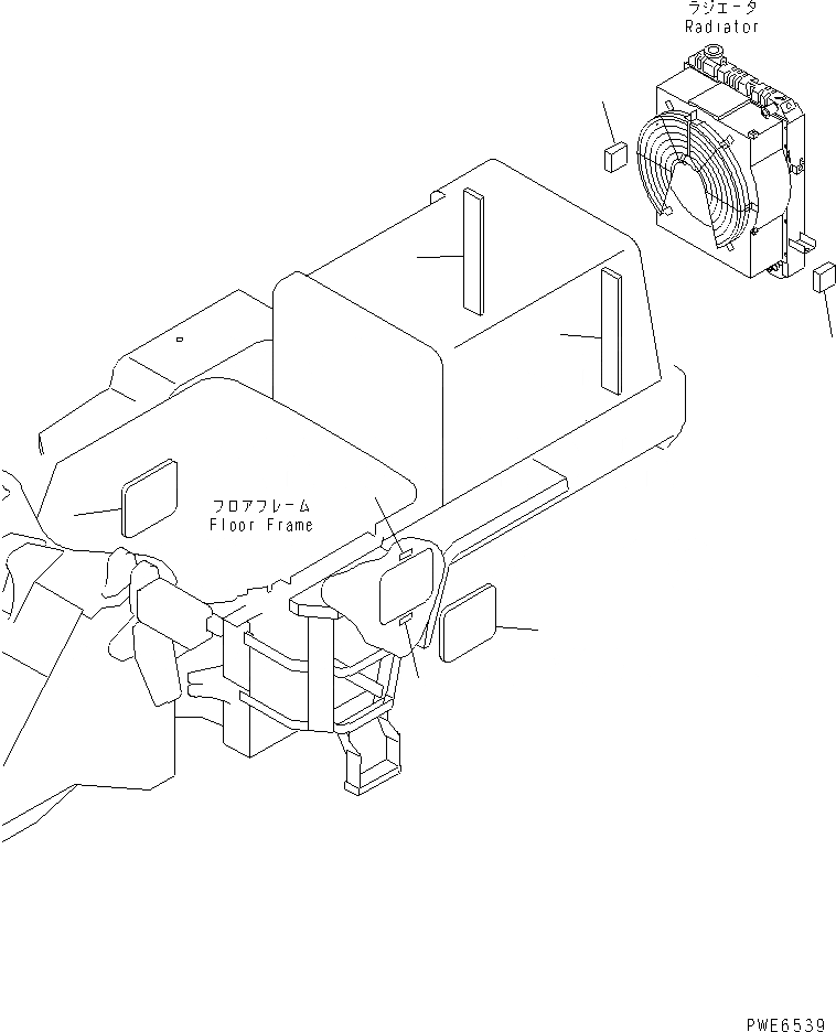 Схема запчастей Komatsu WA100-3A - ЩИТКИ (/) ЧАСТИ КОРПУСА