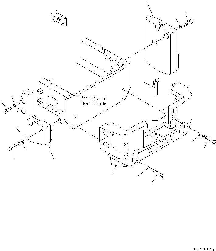 Схема запчастей Komatsu WA100-3A - ПРОТИВОВЕС (INDUSTRIAL WASTEDISPOSAL СПЕЦ-Я.) ЧАСТИ КОРПУСА