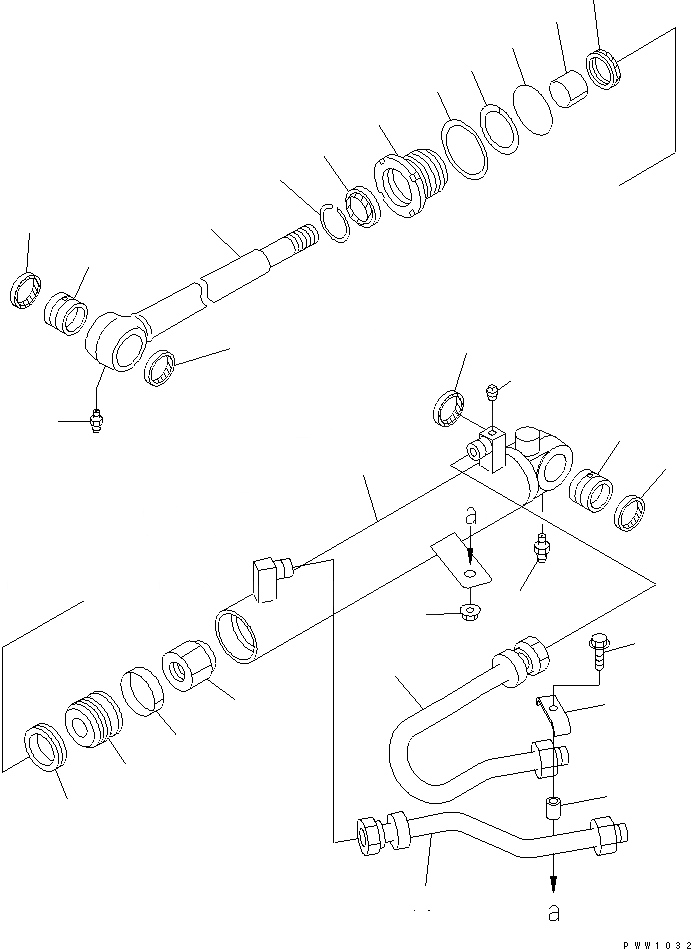 Схема запчастей Komatsu WA100-3A - ЦИЛИНДР РУЛЕВ. УПР-Я(№8-) ОСНОВН. КОМПОНЕНТЫ И РЕМКОМПЛЕКТЫ