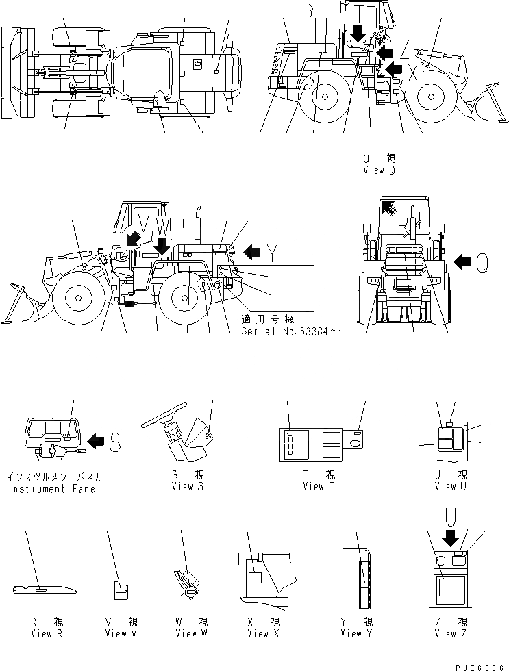 Схема запчастей Komatsu WA100-3-H - МАРКИРОВКА (С КАБИНОЙ) (ЯПОН.)(№-79) КАТАЛОГИ ЗЧ