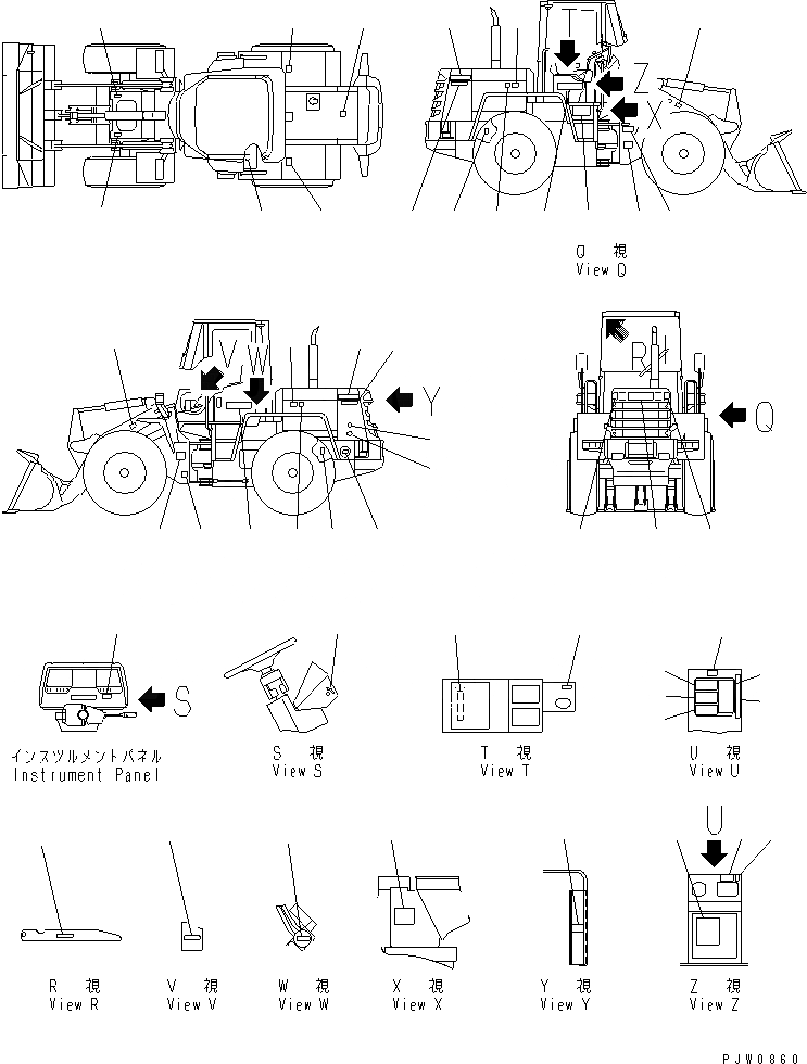 Схема запчастей Komatsu WA100-3-H - МАРКИРОВКА (С КАБИНОЙ) (ЯПОН.)(№8-) КАТАЛОГИ ЗЧ