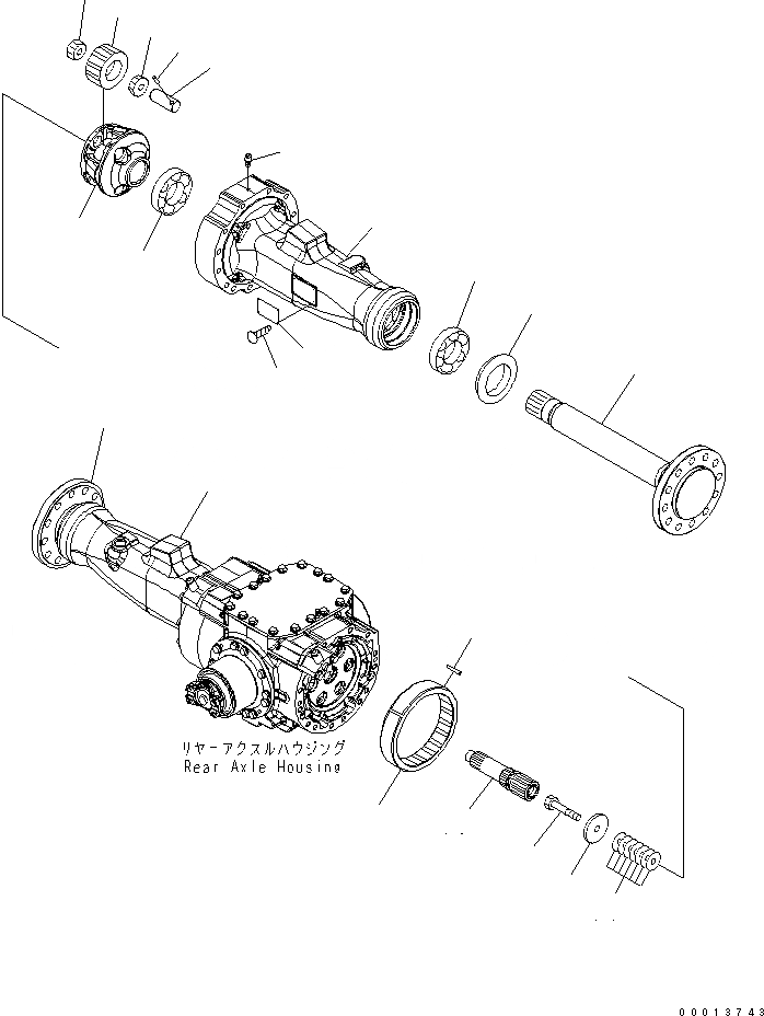 Схема запчастей Komatsu WA100-5 - ЗАДН. МОСТ (КОНЕЧНАЯ ПЕРЕДАЧА И КОЖУХ) ТРАНСМИССИЯ