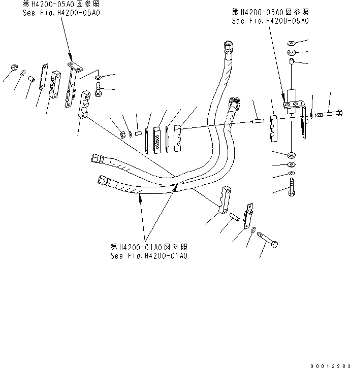 Схема запчастей Komatsu WA100-5 - ГИДРОЛИНИЯ (P.P.C ТРУБЫ КРЕПЛЕНИЕ) ГИДРАВЛИКА
