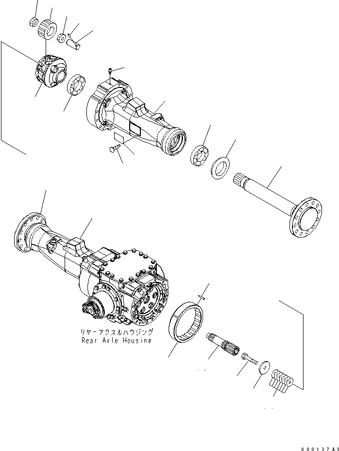 Схема запчастей Komatsu WA100-5-SN - ЗАДН. МОСТ (КОНЕЧНАЯ ПЕРЕДАЧА И КОЖУХ) ТРАНСМИССИЯ