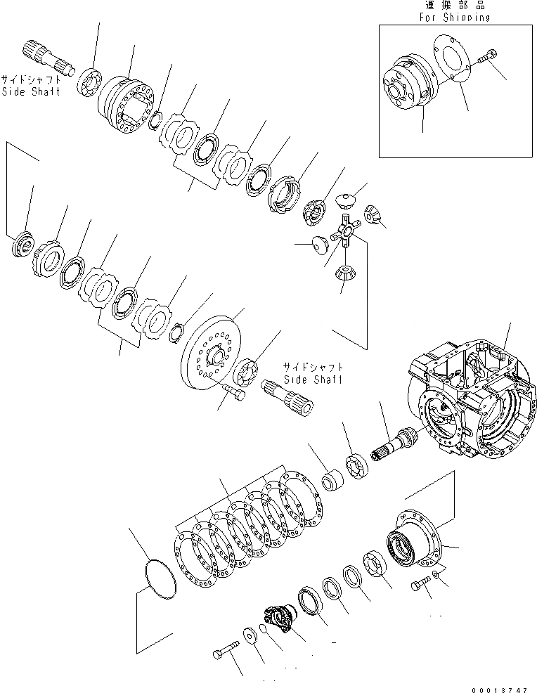 Схема запчастей Komatsu WA100-5-SN - ЗАДН. МОСТ (ДИФФЕРЕНЦ.) (ASD) ТРАНСМИССИЯ