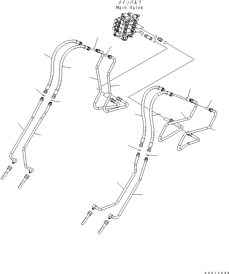 Схема запчастей Komatsu WA100-5-SN - ГИДРОЛИНИЯ (ТРУБЫ) (ДЛЯ 4-Х СЕКЦИОНН. КЛАПАН) ГИДРАВЛИКА