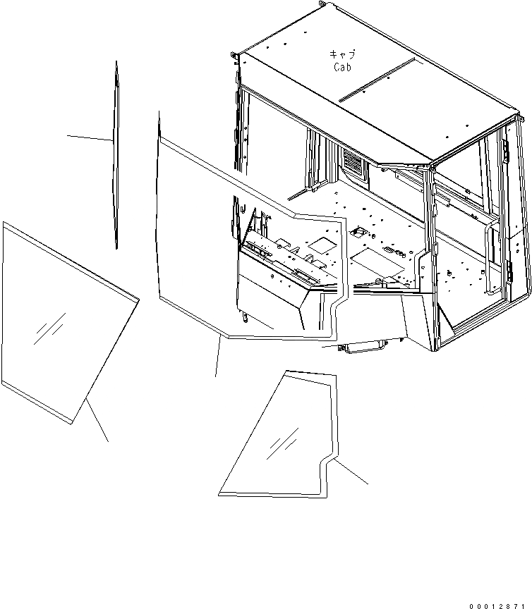Схема запчастей Komatsu WA100-5-SN - КАБИНА ДЛЯ 2 ЧЕЛ. (LAMINATED СТЕКЛА) КАБИНА ОПЕРАТОРА И СИСТЕМА УПРАВЛЕНИЯ