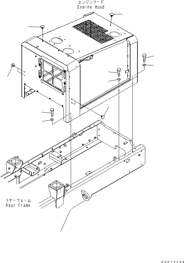 Схема запчастей Komatsu WA100-5-SN - КРЕПЛЕНИЕ КАПОТАING ЧАСТИ КОРПУСА