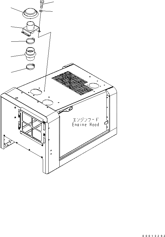 Схема запчастей Komatsu WA100-5-SN - КАПОТ (КРЫШКА) ЧАСТИ КОРПУСА