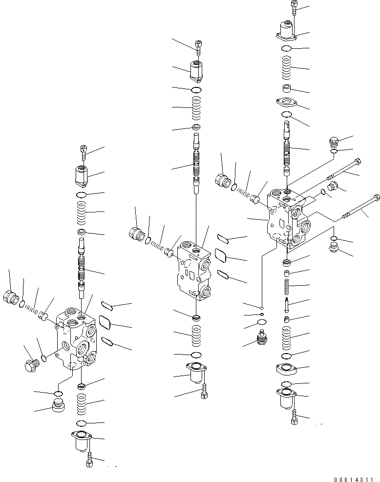 Схема запчастей Komatsu WA100-5-SN - УПРАВЛЯЮЩ. КЛАПАН (3-Х СЕКЦИОНН.) (/) ОСНОВН. КОМПОНЕНТЫ И РЕМКОМПЛЕКТЫ