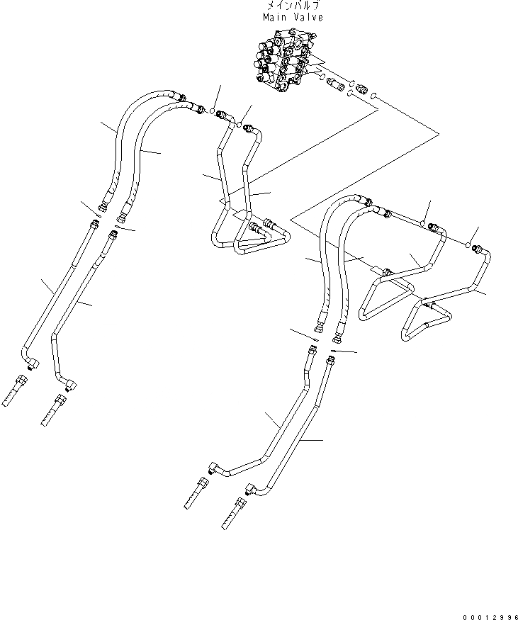 Схема запчастей Komatsu WA100-5-CN - ГИДРОЛИНИЯ (ТРУБЫ) (ДЛЯ 4-Х СЕКЦИОНН. КЛАПАН) ГИДРАВЛИКА