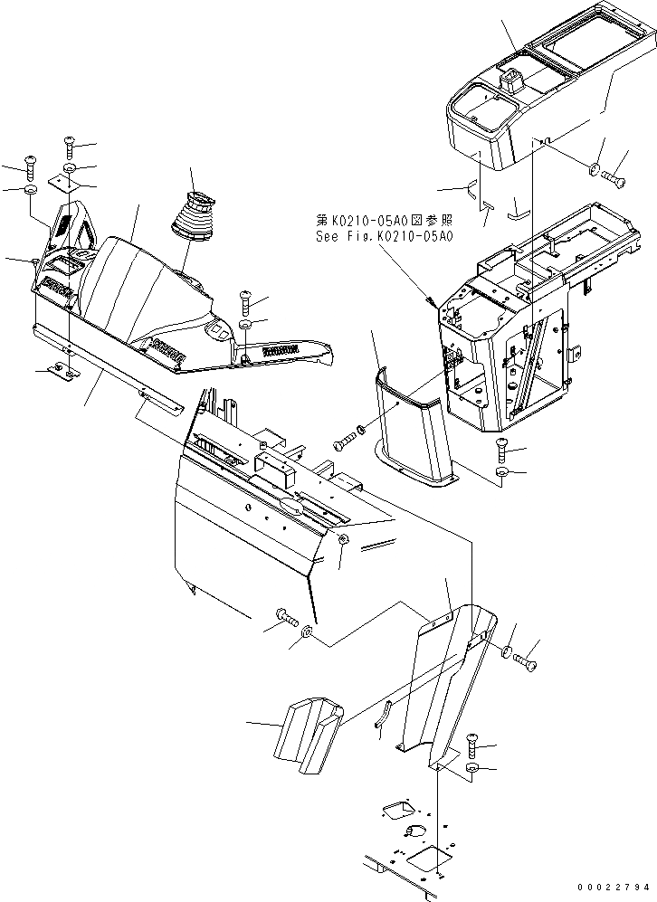 Схема запчастей Komatsu WA100-5-CN - ПОЛ (COVER) (ДЛЯ CANIOPY) КАБИНА ОПЕРАТОРА И СИСТЕМА УПРАВЛЕНИЯ