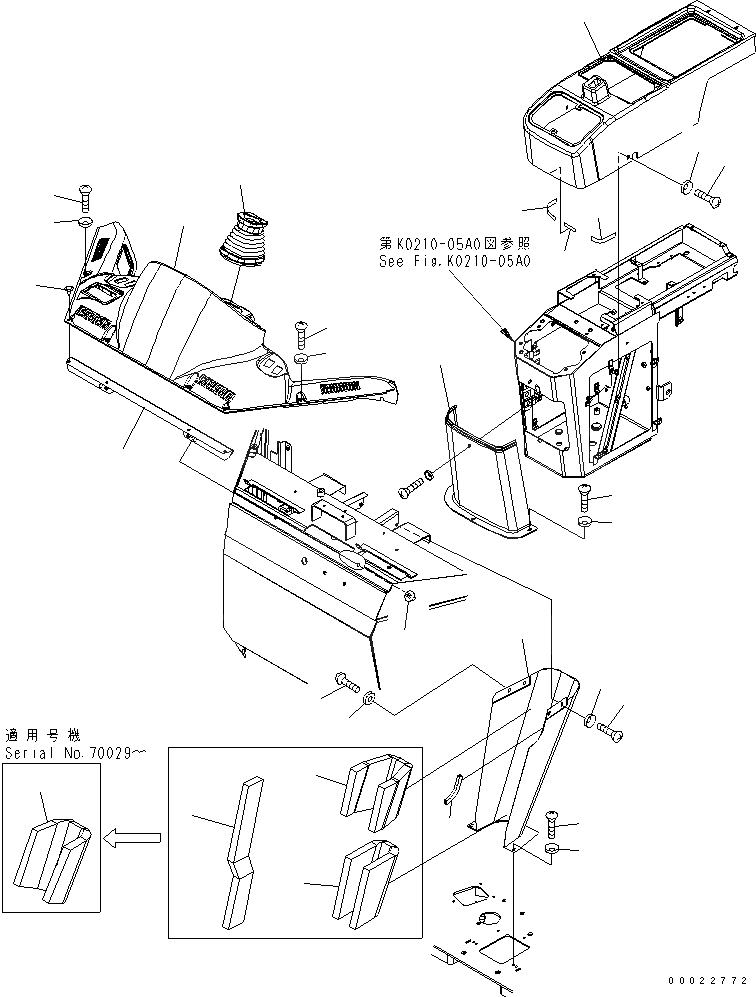 Схема запчастей Komatsu WA100-5-TK - ПОЛ (COVER) КАБИНА ОПЕРАТОРА И СИСТЕМА УПРАВЛЕНИЯ