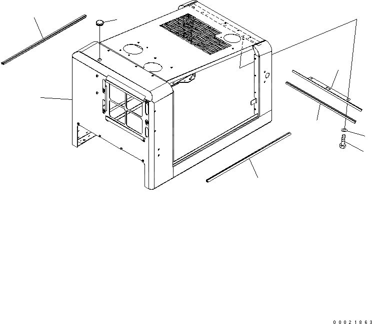 Схема запчастей Komatsu WA100-5-TK - КАПОТ (КАПОТ) (LIVESTOCK RASING СПЕЦ-Я.) ЧАСТИ КОРПУСА