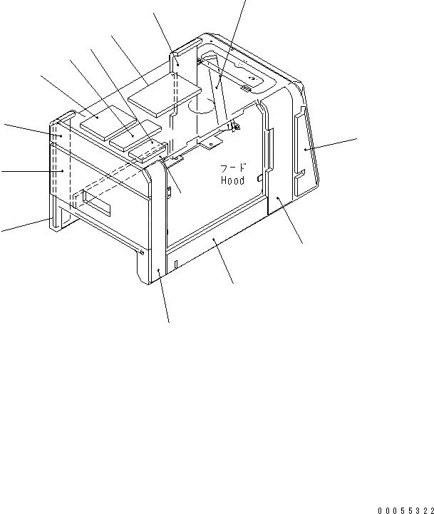 Схема запчастей Komatsu WA100M-3 - КАПОТ (ДЛЯ ЩИТКИ) (СПЕЦ-Я LIVESTOCK RAISING)(№-) ЧАСТИ КОРПУСА