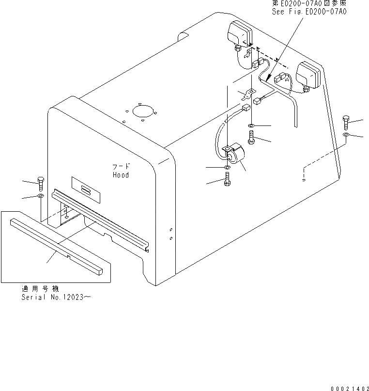 Схема запчастей Komatsu WA100M-3 - КАПОТ (BUZZER)(№-) ЧАСТИ КОРПУСА