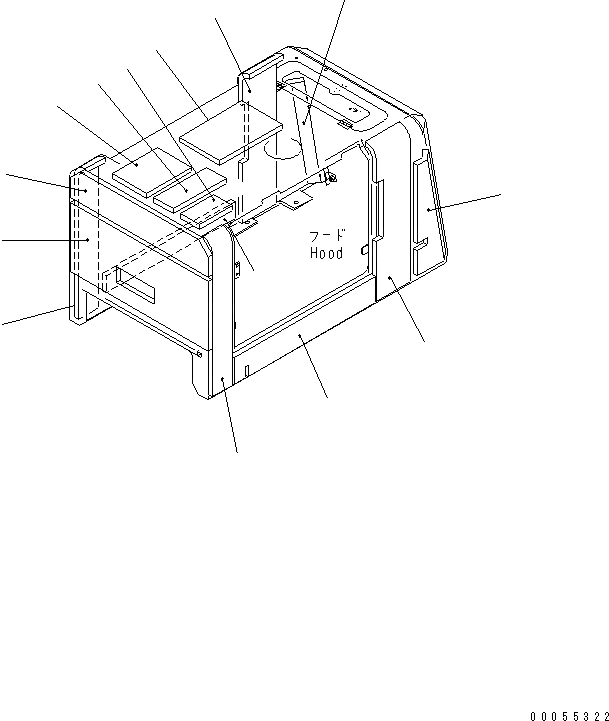 Схема запчастей Komatsu WA100M-3 - КАПОТ (ДЛЯ ЩИТКИ) (СПЕЦ-Я LIVESTOCK RAISING)(№-) ЧАСТИ КОРПУСА