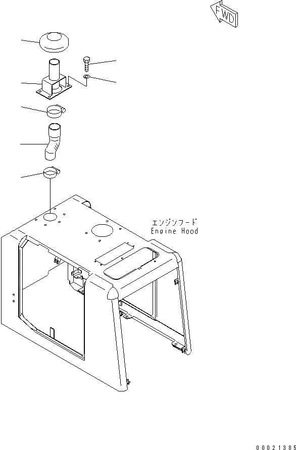 Схема запчастей Komatsu WA100M-3 - КАПОТ (УДЛИНН. ВПУСК ВОЗДУХА)(№-) ЧАСТИ КОРПУСА