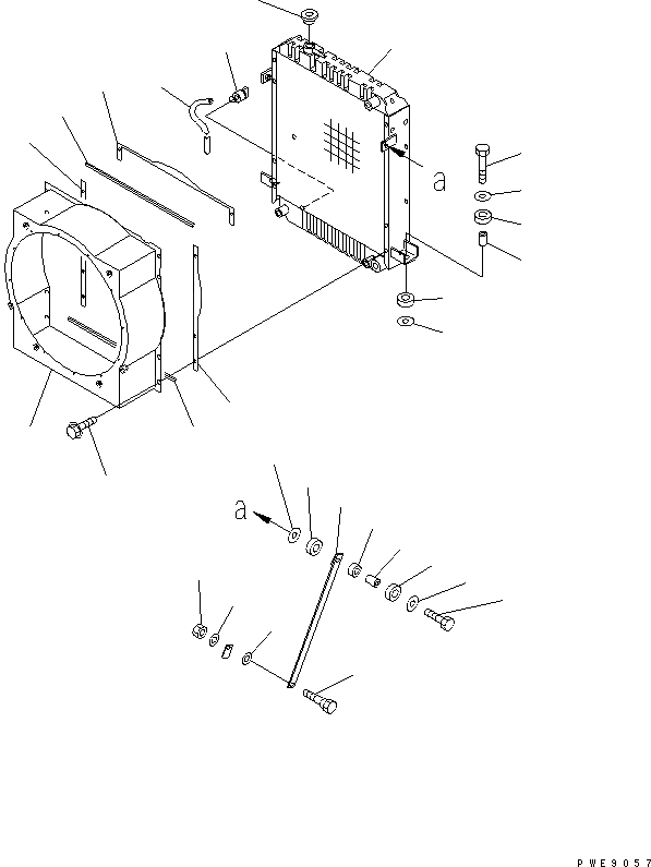 Схема запчастей Komatsu WA100M-3-CB - РАДИАТОР (РАДИАТОР И ЭЛЕМЕНТЫ КРЕПЛЕНИЯ)(№-) СИСТЕМА ОХЛАЖДЕНИЯ
