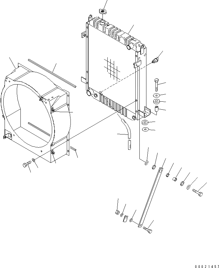 Схема запчастей Komatsu WA100M-3-CB - РАДИАТОР (РАДИАТОР И ЭЛЕМЕНТЫ КРЕПЛЕНИЯ)(№-) СИСТЕМА ОХЛАЖДЕНИЯ